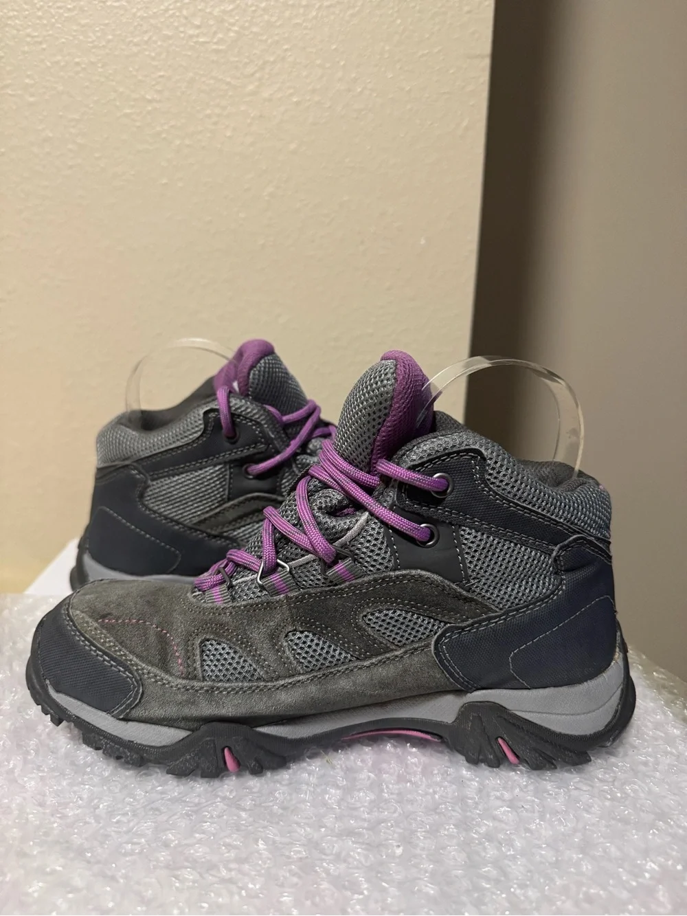 Hi-Tec Kids Grey and Purple Waterproof Hiking Boots
